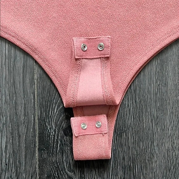 Pink Ruffled V-Neck Bodysuit One Piece - Picture 2 of 5